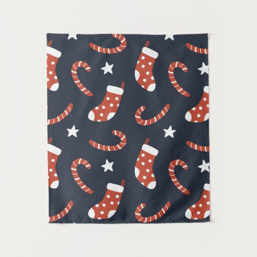 Tenture Motif sans couture avec chaussettes de noël, sucre (Devant)