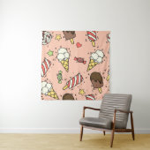 Tenture Motif sans couture avec crème glacée et lollipopes (En situation)