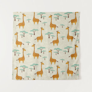 Tenture Motif sans couture avec de jolies girafes et des a