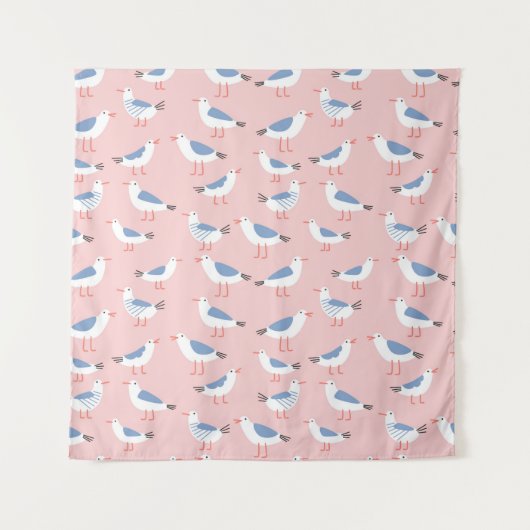 Tenture Motif sans couture avec de mignons mouettes (Devant)