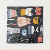 Tenture Motif sans couture avec des chatons mignons dans u (Devant (Horizontal))