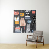 Tenture Motif sans couture avec des chatons mignons dans u (En situation)