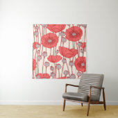 Tenture Motif sans couture avec des coquelicots. (En situation)