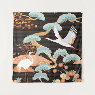 Tenture Motif sans couture avec des oiseaux. Grue. Héron.