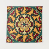 Tenture Motif sans couture avec des ornements circulaires  (Devant (Horizontal))