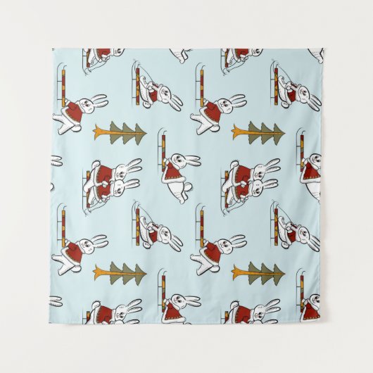 Tenture Motif sans couture avec différents lapins sur les  (Devant (Horizontal))