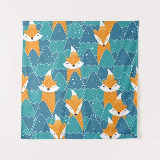 Tenture Motif sans couture avec différents mignons renards (Devant)