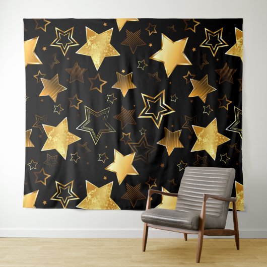 Tenture Motif sans couture avec étoiles d'or (En situation (horizontale))