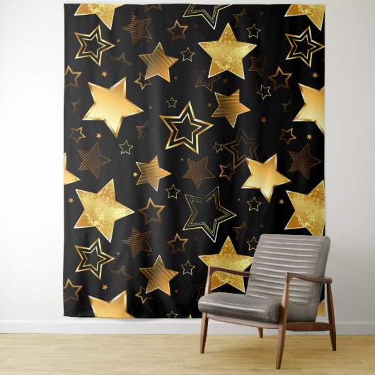 Tenture Motif sans couture avec étoiles d'or (En situation)