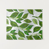 Tenture Motif sans couture avec Feuilles de thé vert (Devant (Horizontal))