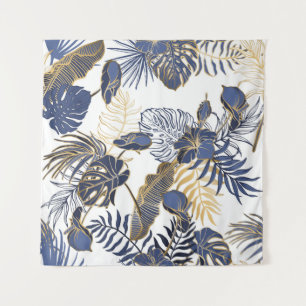 Tenture Motif sans couture avec feuilles exotiques tropica