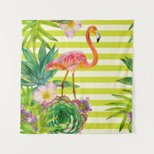 Tenture motif sans couture avec flamant rose et tr exotiq