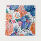 Tenture Motif sans couture avec fleurs colorées (Devant (Horizontal))