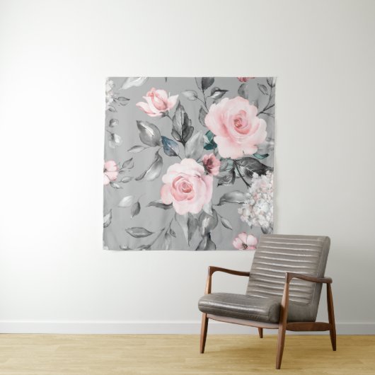 Tenture Motif sans couture avec fleurs de printemps et feu (En situation)