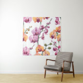 Tenture Motif sans couture avec fleurs d'orchidées aquarel (En situation)