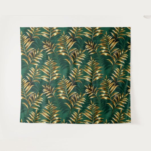 Tenture Motif sans couture avec fougères dorées (Devant (Horizontal))