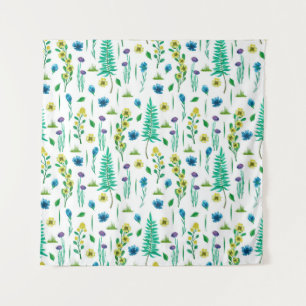 Tenture Motif sans couture avec fougères et fleurs