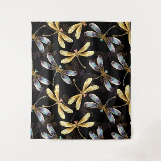 Tenture Motif sans couture avec libellules dorées (Devant)