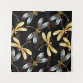 Tenture Motif sans couture avec libellules dorées (Devant (Horizontal))