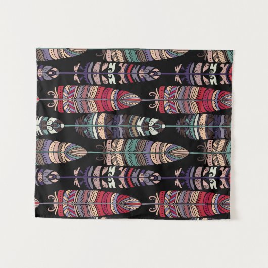 Tenture Motif sans couture avec plumes d'oiseaux. L'art tr (Devant (Horizontal))