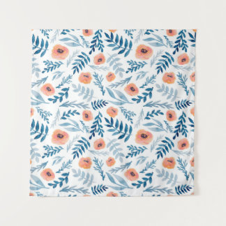 Tenture Motif sans couture avec rose aquarelle et bleu le