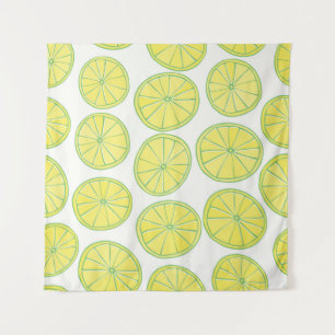 Tenture Motif sans couture avec tranches de citron jaune s