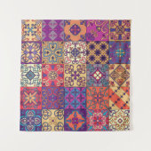 Tenture Motif sans couture avec tuiles portugaises en tala (Devant (Horizontal))