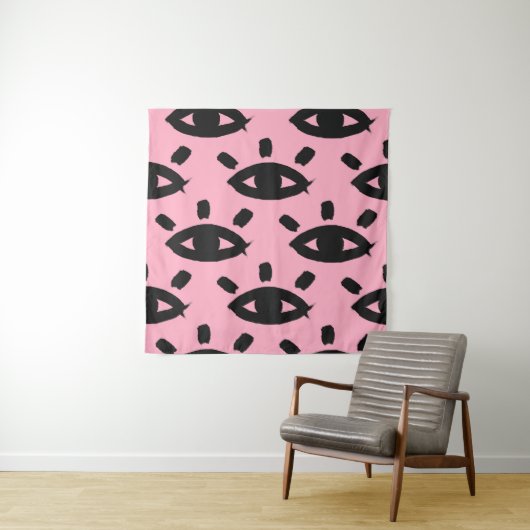 Tenture Motif sans couture avec yeux aquarelle (En situation)