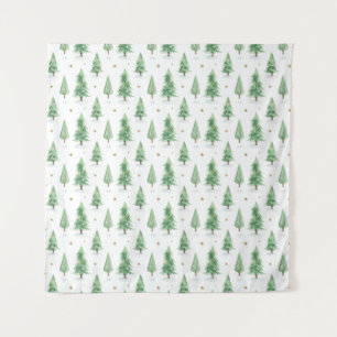 Tenture Motif sans couture d'arbres de Noël à l'aquarelle