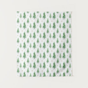 Tenture Motif sans couture d'arbres de Noël à l'aquarelle