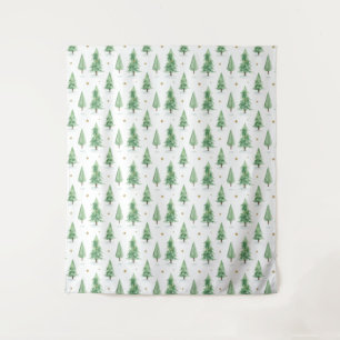 Tenture Motif sans couture d'arbres de Noël à l'aquarelle