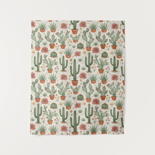 Tenture Motif sans couture de cactus de désert succulent (Devant)