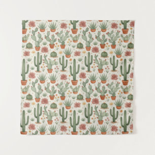 Tenture Motif sans couture de cactus de désert succulent