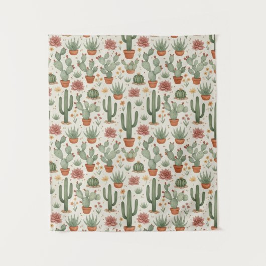 Tenture Motif sans couture de cactus de désert succulent (Devant)
