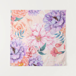 Tenture Motif sans couture de chrysanthème, rose, pivoine