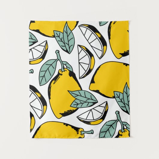Tenture Motif sans couture de citrons dessinés à la main b (Devant)