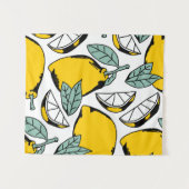 Tenture Motif sans couture de citrons dessinés à la main b (Devant (Horizontal))