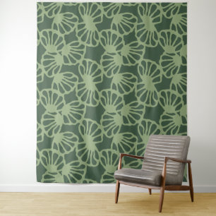 Tenture Motif sans couture de corail floral abstrait vert