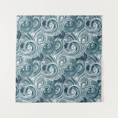 Tenture Motif sans couture de vagues de mer (Devant (Horizontal))