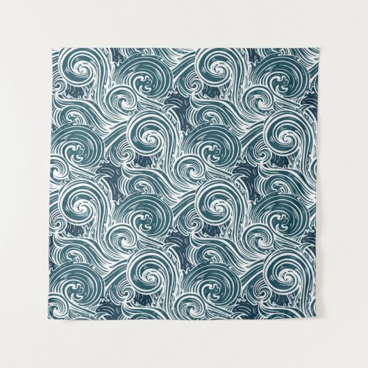 Tenture Motif sans couture de vagues de mer (Devant)
