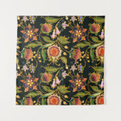 Tenture motif sans couture décorative. Fleurs boucles feui (Devant (Horizontal))