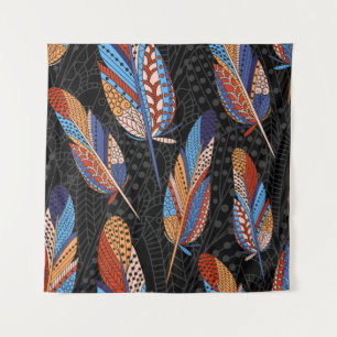 Tenture Motif sans couture dessinée à la main avec plumes.