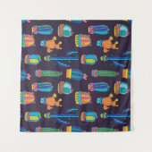 Tenture motif sans couture florale avec de mignons cactus (Devant (Horizontal))