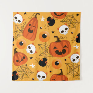 Tenture Motif sans couture Halloween avec des citrouilles 