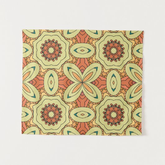 Tenture Motif sans couture orange ethnique avec mandala. i (Devant (Horizontal))