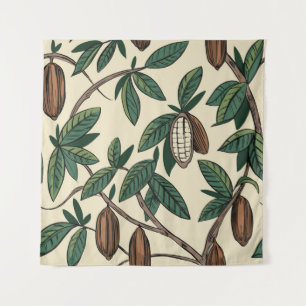 Tenture Motif sans couture plante de cacao. Haricots de ca