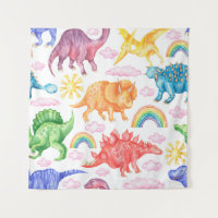 Motif sans couture représentant des dinosaures col
