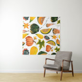 Tenture Motif sans faille de citrouilles et de feuilles su (En situation (horizontale))