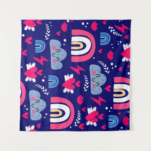 Tenture Motif sans soudure, arc-en-ciel, nuages, (Devant (Horizontal))