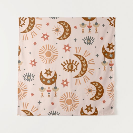 Tenture motif sans soudure avec oeil céleste, lune, soleil (Devant)